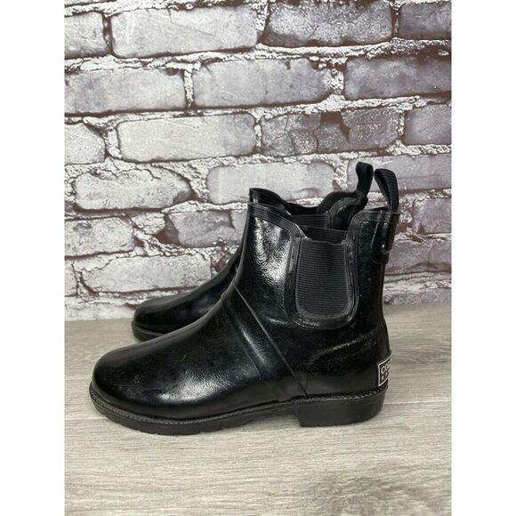 Cole Haan Sporting Black Rubber Pull On Chelsea Ankle Rain Boots Women’s 36EU/6M - Picture 1 of 16